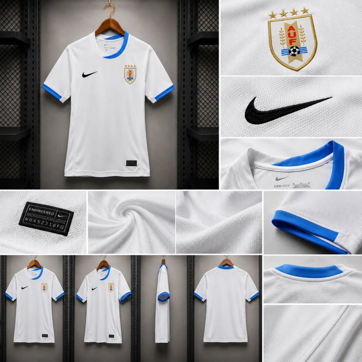 Camisola Uruguai 2024 Alternativa Branca Gola Celeste Punhos Celeste Nike Dri - FIT Edição Adepto S Camisola comprar online