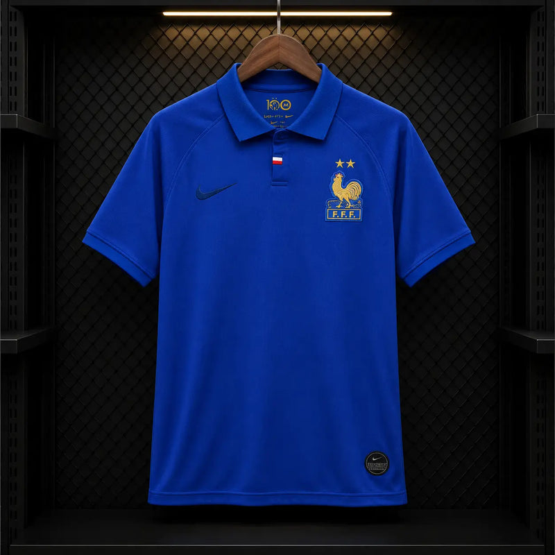 Camisola França 100 Anos FFF Edição Centenária Azul Royal Gola Polo