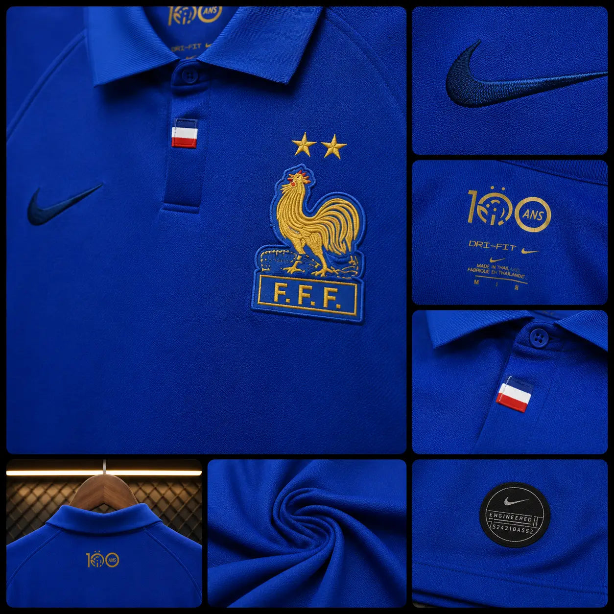 Camisola França 100 Anos FFF Edição Centenária Azul Royal Gola Polo