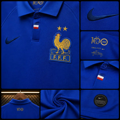 Camisola França 100 Anos FFF Edição Centenária Azul Royal Gola Polo