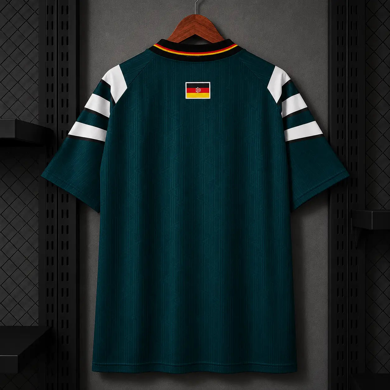 Maillot Allemagne 1996 Rétro Alternatif Vert Pétrole Panneaux Blancs DFB Adidas Édition Classique Euro 96