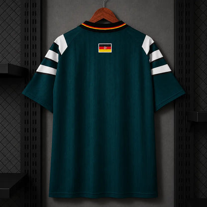 Maillot Allemagne 1996 Rétro Alternatif Vert Pétrole Panneaux Blancs DFB Adidas Édition Classique Euro 96