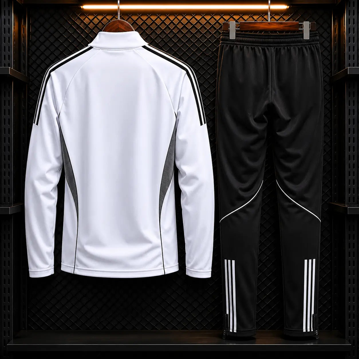 Ensemble d'entraînement Allemagne 25-26 mi-zip blanc noir DFB Adidas AEROREADY 4 étoiles Édition officielle