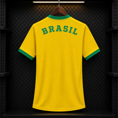 Maillot Brésil 2026 Domicile Jaune Canari Jacquard Rayures Verticales CBF Nike DRI-FIT 5 Étoiles Édition Joueur