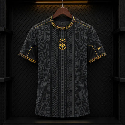 Camisola Brasil 2026 Edição Especial Preta Arte Indígena Correntes Douradas CBF Nike 5 Estrelas Edição Jogador