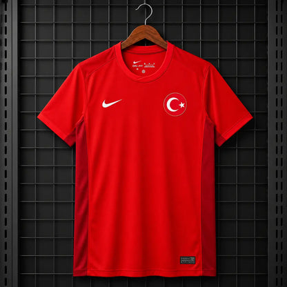Maillot Turquie Domicile 2024 Rouge Panneaux Blancs Croissant de Lune Nike DRI-FIT Euro 2024 Édition Fan