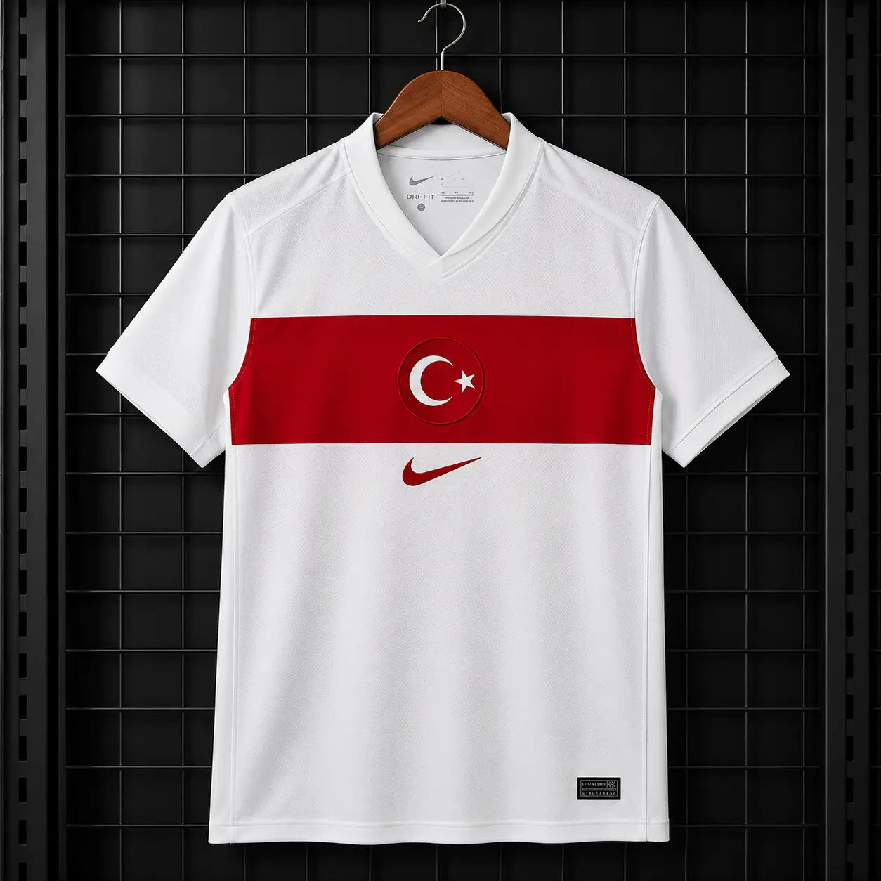 Maillot Turquie 2024 Extérieur Blanc Bande Horizontale Rouge Croissant de Lune Nike DRI-FIT Euro 2024 Édition Supporter