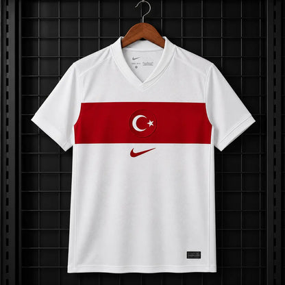 Maillot Turquie 2024 Extérieur Blanc Bande Horizontale Rouge Croissant de Lune Nike DRI-FIT Euro 2024 Édition Supporter