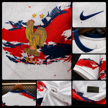 Camisola França 2026 Alternativa Branca Pinceladas Expressionistas Tricolor FFF Nike DRI-FIT