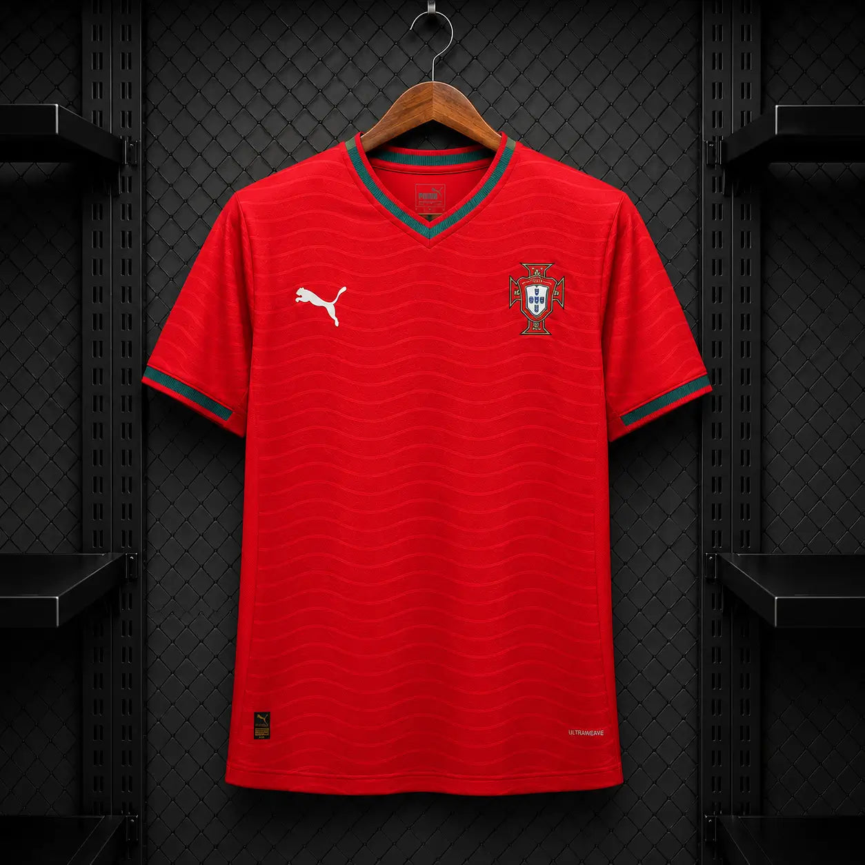 Camisola Portugal 2026 Principal Vermelha Ondas Jacquard ULTRAWEAVE FPF Puma Copa Mundo 2026 Player Version