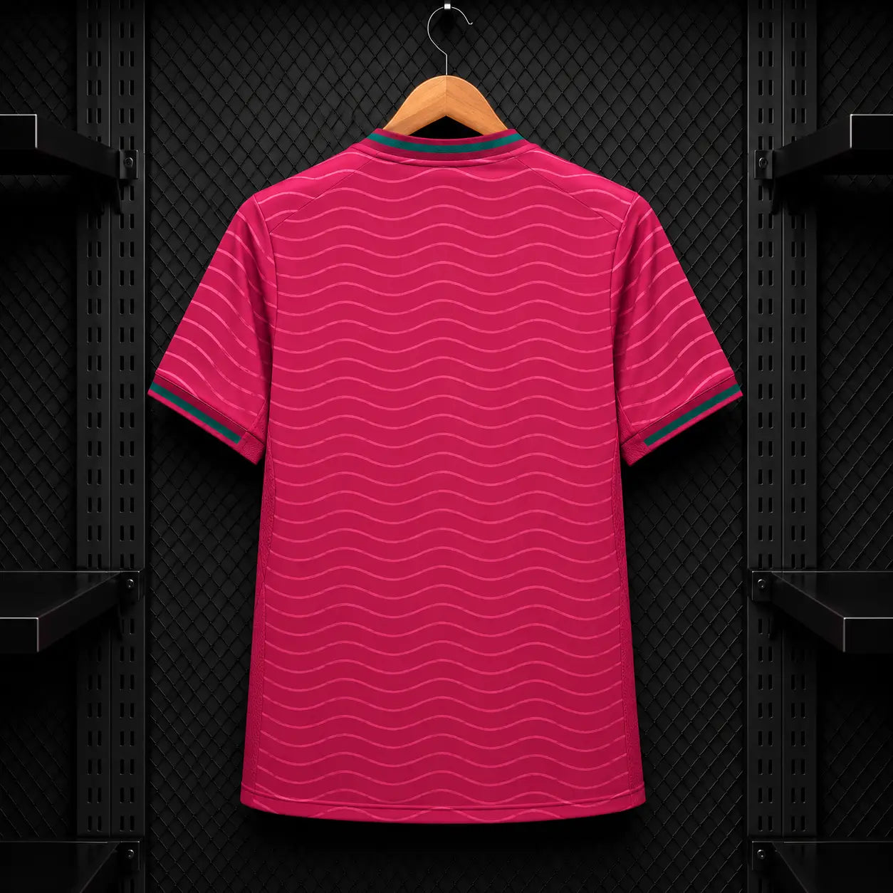 Camisola Portugal 2026 Principal Rosa Carmim Ondas Jacquard FPF Puma DRYCELL Quinas Esfera Armilar Fan Version