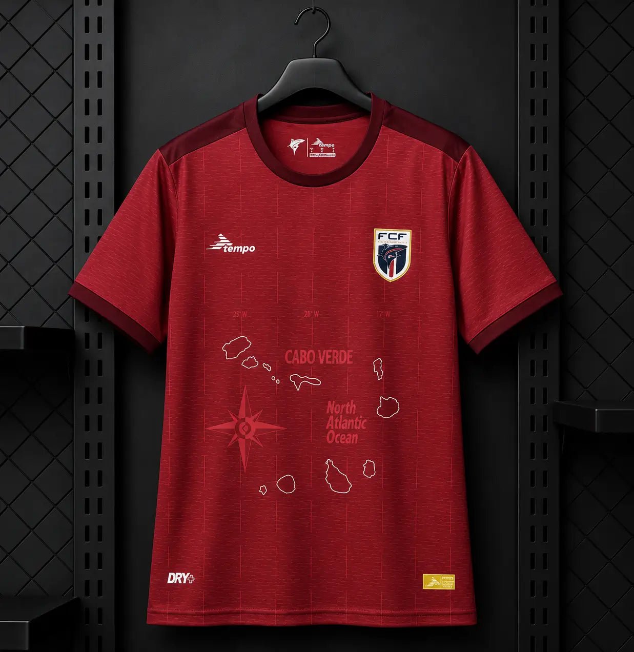 Camisola Cabo Verde 25 - 26 Terceira Vermelha Borgonha Mapa Arquipélago Edição Adepto S Camisola comprar online