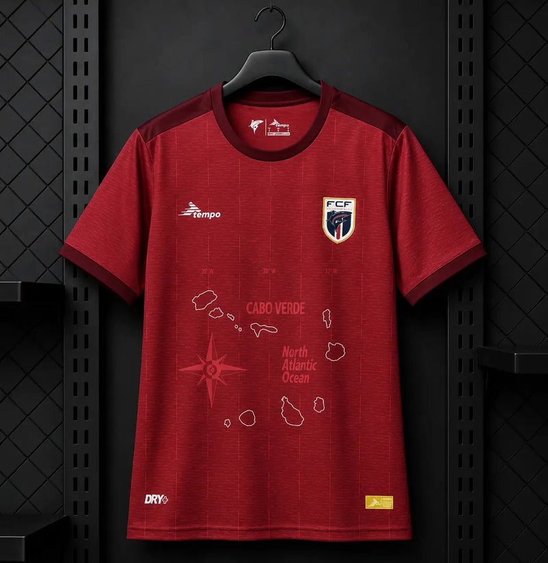 Camisola Cabo Verde 25 - 26 Terceira Vermelha Borgonha Mapa Arquipélago Edição Adepto S Camisola comprar online