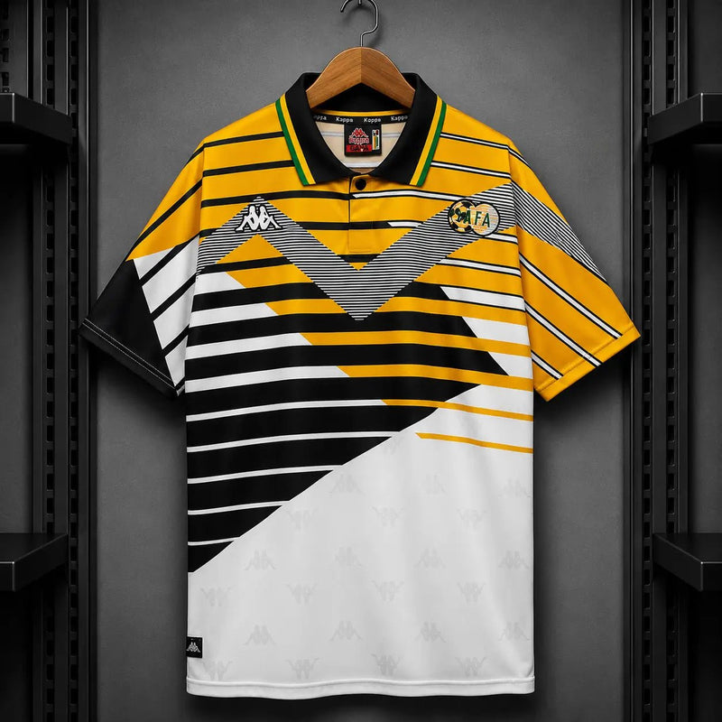 Camisola Futebol África do Sul 1994 Retro Principal Amarelo Dourado Riscas Preto Branco Kappa Bafana Bafana Edição Clássica S Camisola comprar online