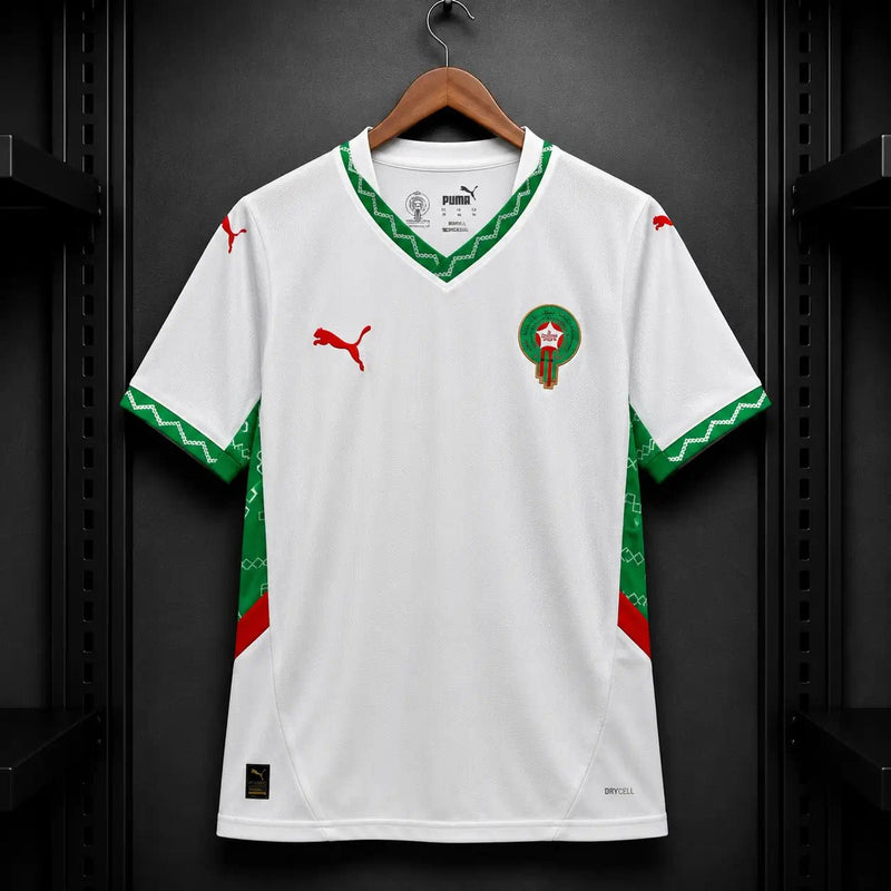 Camisola Marrocos 2025 Alternativa Branca Painéis Verdes Zellige Berbere FRMF Puma DRYCELL Edição Adepto S Camisola comprar online