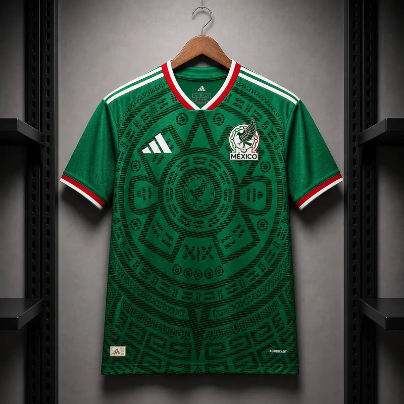 Camisola México 2026 Principal Verde Calendário Asteca S Camisola comprar online