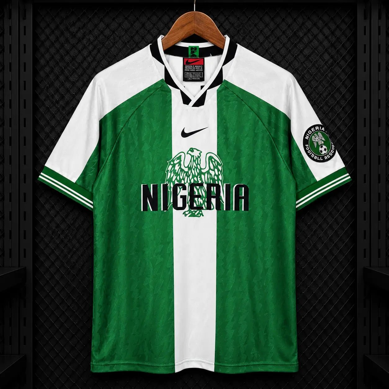 Camisola Nigéria 1996 Retro Principal Verde Branca Losangos Jacquard Nike Edição Clássica Atlanta S Camisola comprar online