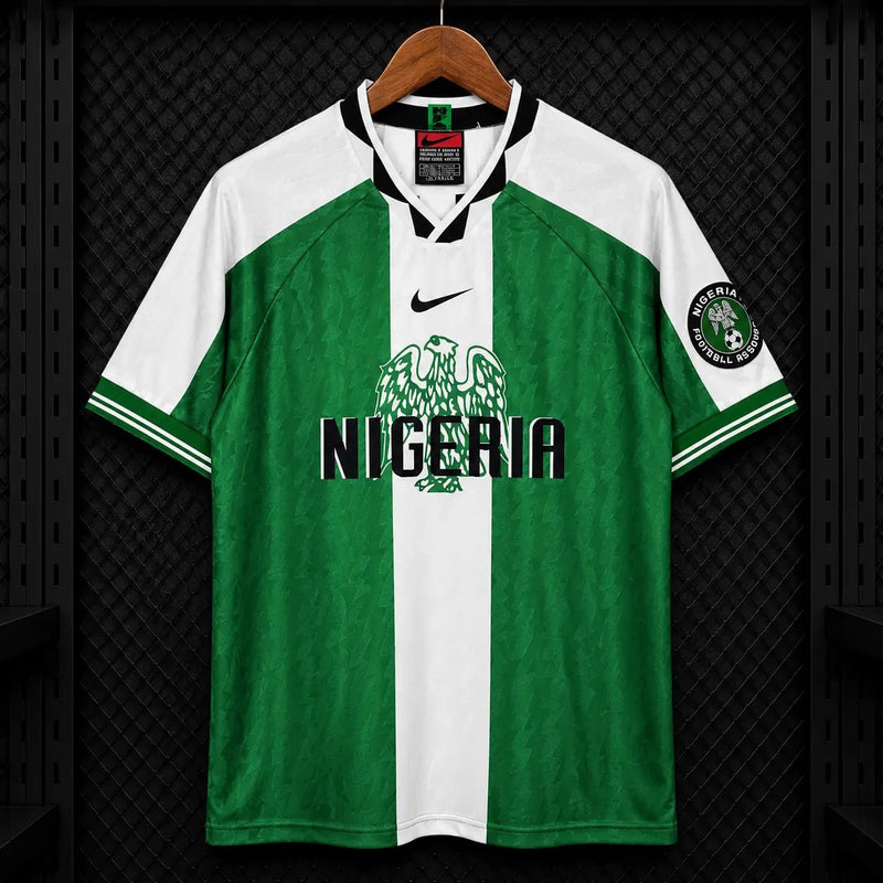 Camisola Nigéria 1996 Retro Principal Verde Branca Losangos Jacquard Nike Edição Clássica Atlanta S Camisola comprar online