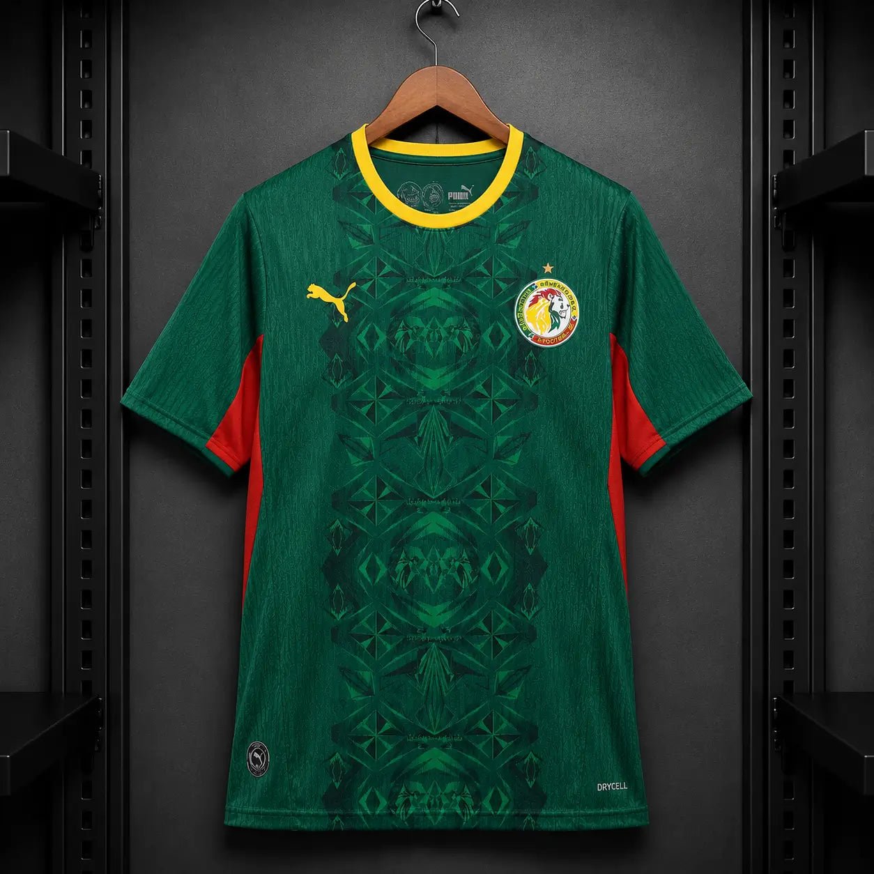 Camisola Senegal 2026 Alternativa Verde Floresta Jacquard Leões Gola Amarela Painéis Vermelhos Puma DRYCELL Edição Jogador S Camisola comprar online