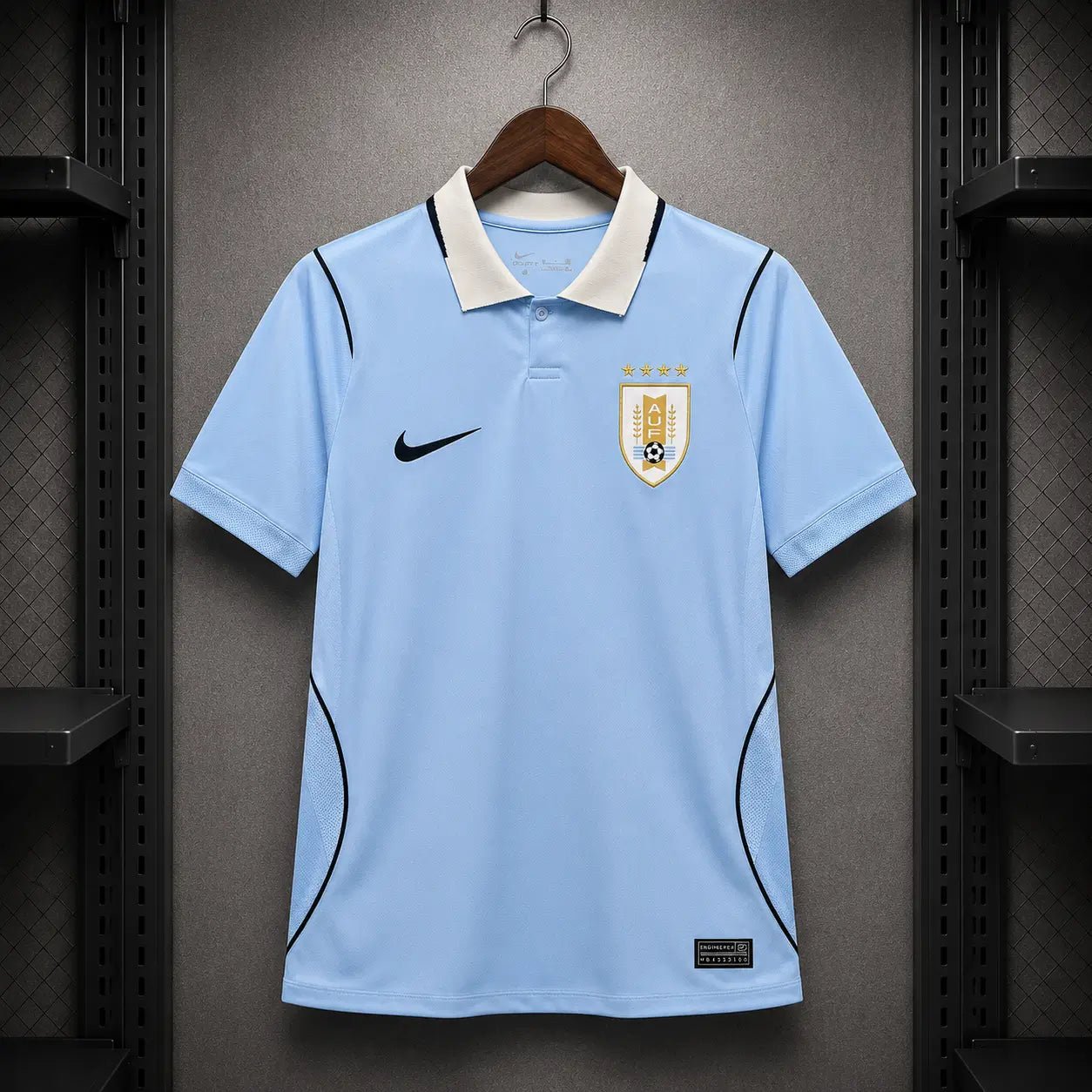 Camisola Uruguai 26 - 27 Principal Azul Celeste Gola Polo Creme Piping Preto Nike Dri - FIT Edição Adepto S Camisola comprar online