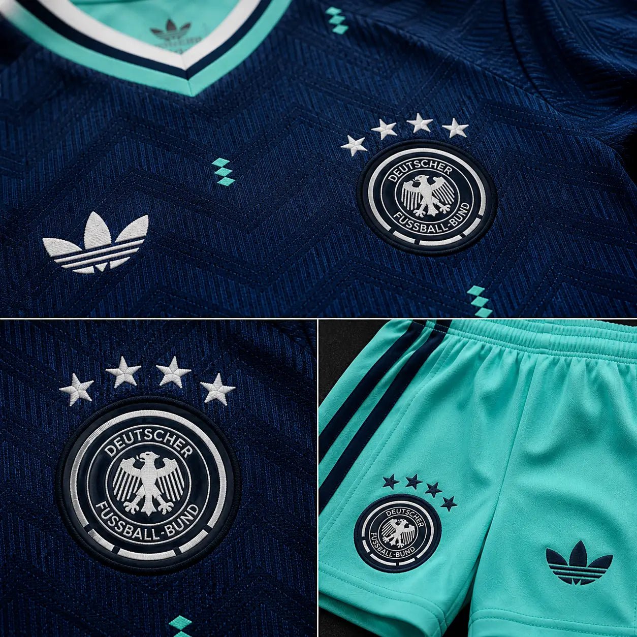 Kit Completo Infantil Alemanha 2026 Alternativa Azul Marinho Chevron (Camisola + Calções) 16 Camisola Infantil comprar online