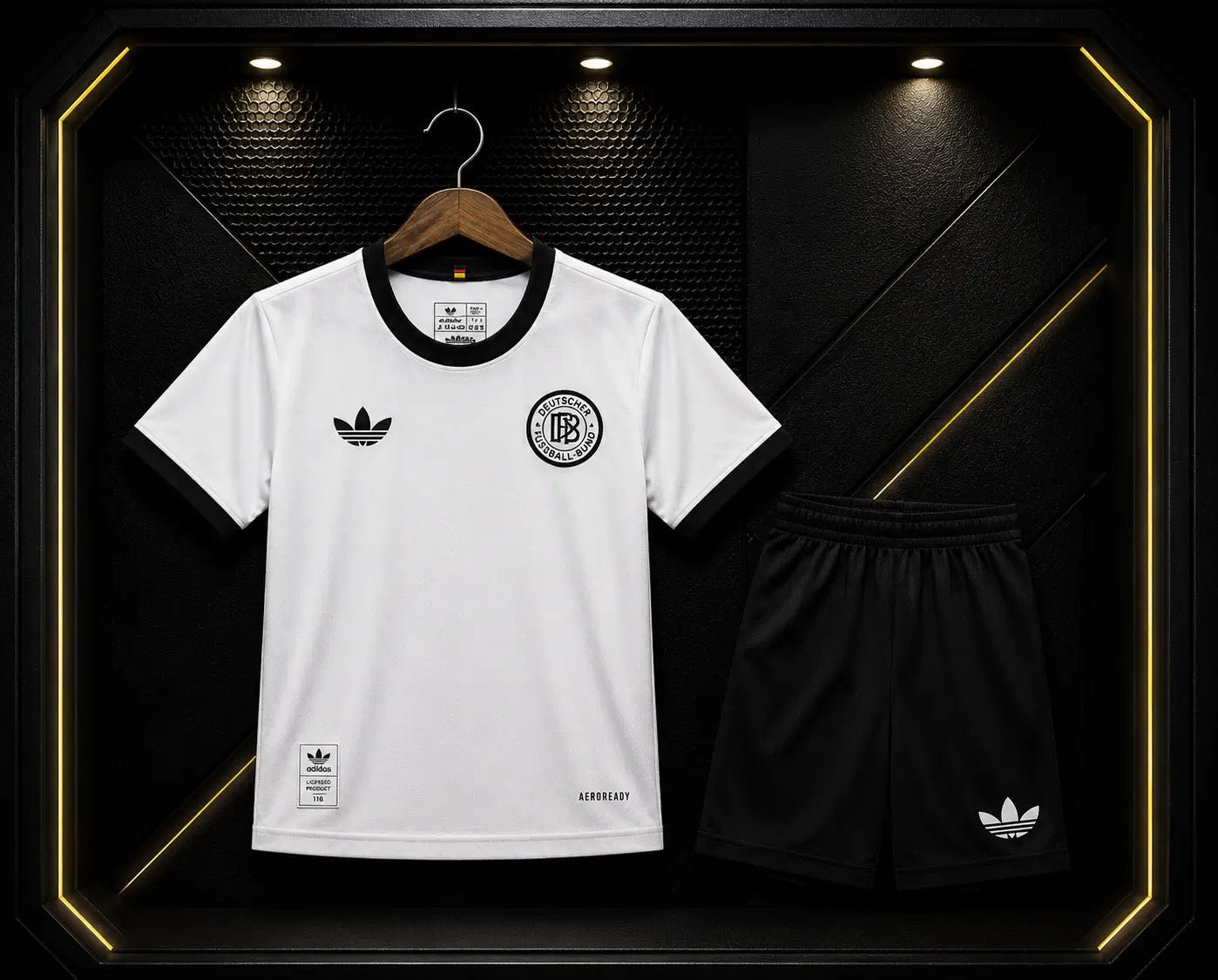 Kit Completo Infantil Alemanha 25 - 26 Edição 125º Aniversário DFB Branco Retrô (Camisola + Calções) Tamanhos 16 - 28 16 Conjunto Infantil comprar online