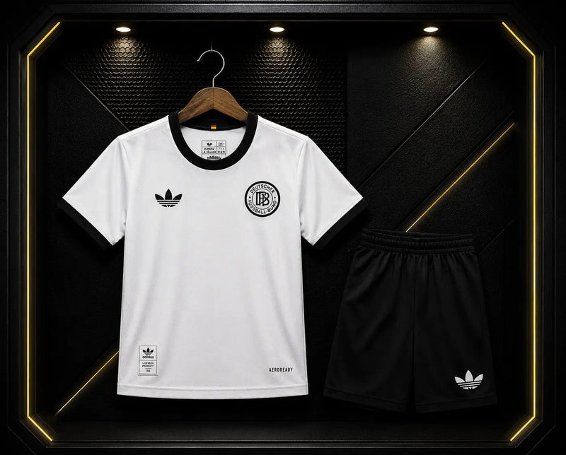 Kit Completo Infantil Alemanha 25 - 26 Edição 125º Aniversário DFB Branco Retrô (Camisola + Calções) Tamanhos 16 - 28 16 Conjunto Infantil comprar online